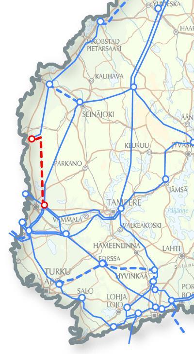 Ulvila Kristinestad siirtoyhteys Inv.es. Toteuma Jännite Valmis 78 M 67 M 400 kv 2014 Perusteet: Siirtotarpeiden kasvu Pohjanmaan rannikkoalueella.