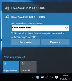 Seuraavaksi tietokone kysyy langattoman verkon suojausavainta.