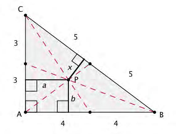 Tekijä Pitkä matematiikka 3 10.10.2016 174 Painopiste P jakaa mediaanit 2 : 1 kärjestä lukien. Merkitään kysyttyä painopisteen P etäisyyttä hypotenuusasta kirjaimella x.