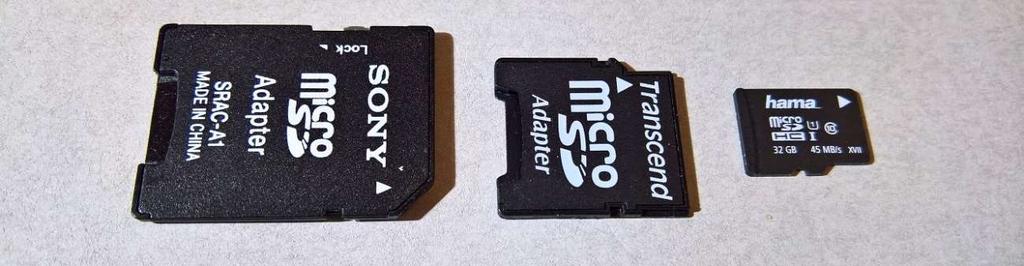 23 Mekaanisten adapterien avulla microsd-kortteja voi käyttää kanssa laitteissa, jotka vaatisivat muuten joko täysikokoisen SD-kortin tai minisd-kortin käyttöä.