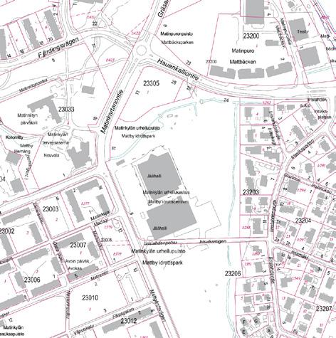 3.4 MATINKYLÄN SKEITTIPAIKKA Osoite: Matinkartanontie 9-11 Asemakaavatilanne ja maanomistus Skeittipaikka sijaitsee