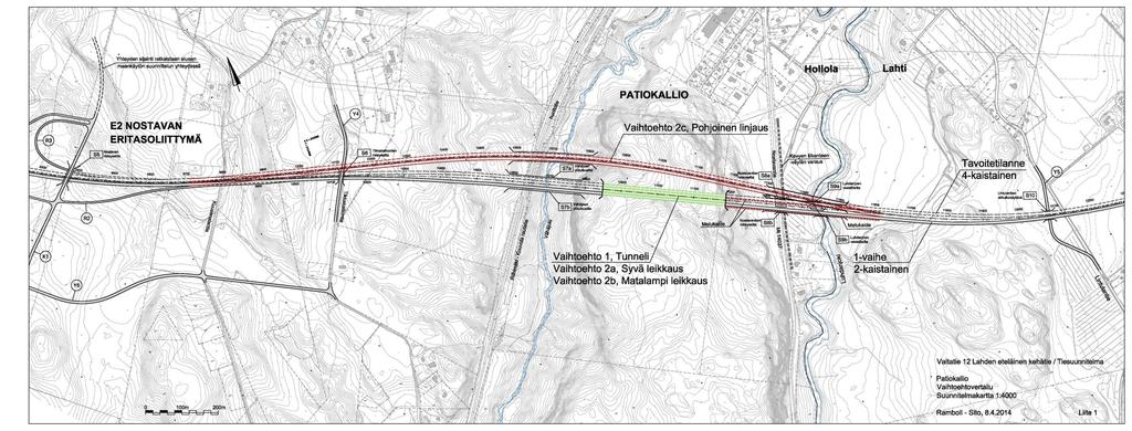 Patiokallion kohta Tarkasteltu tunnelin