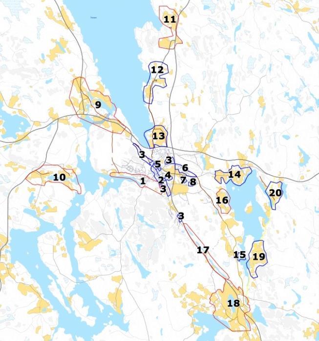 FCG Suunnittelu ja tekniikka Oy Kaavaselostus 40 (83) Kuva 21. Kulttuuriympäristön arvoalueet 1-20 (Periäinen 2009).