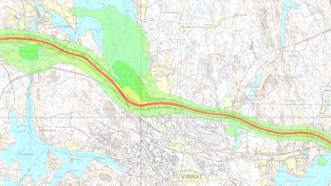 FCG Suunnittelu ja tekniikka Oy Kaavaselostus 50 (83) 3.18 Meluselvitys Osayleiskaavan laadinnan yhteydessä tehtiin meluselvitys valtatien 23 vaikutuksesta kaava-alueella vuoden 2035 liikennemäärillä.