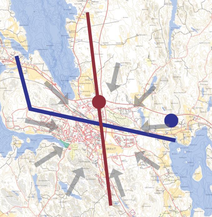 FCG Suunnittelu ja tekniikka Oy Kaavaselostus 59 (83) 5 RAKENNEMALLIT YLEISKAAVATYÖN POHJANA Yleiskaavoitus pohjautuu strategiseen tarkasteluun, jossa laadittiin kaksi rakennemallia.