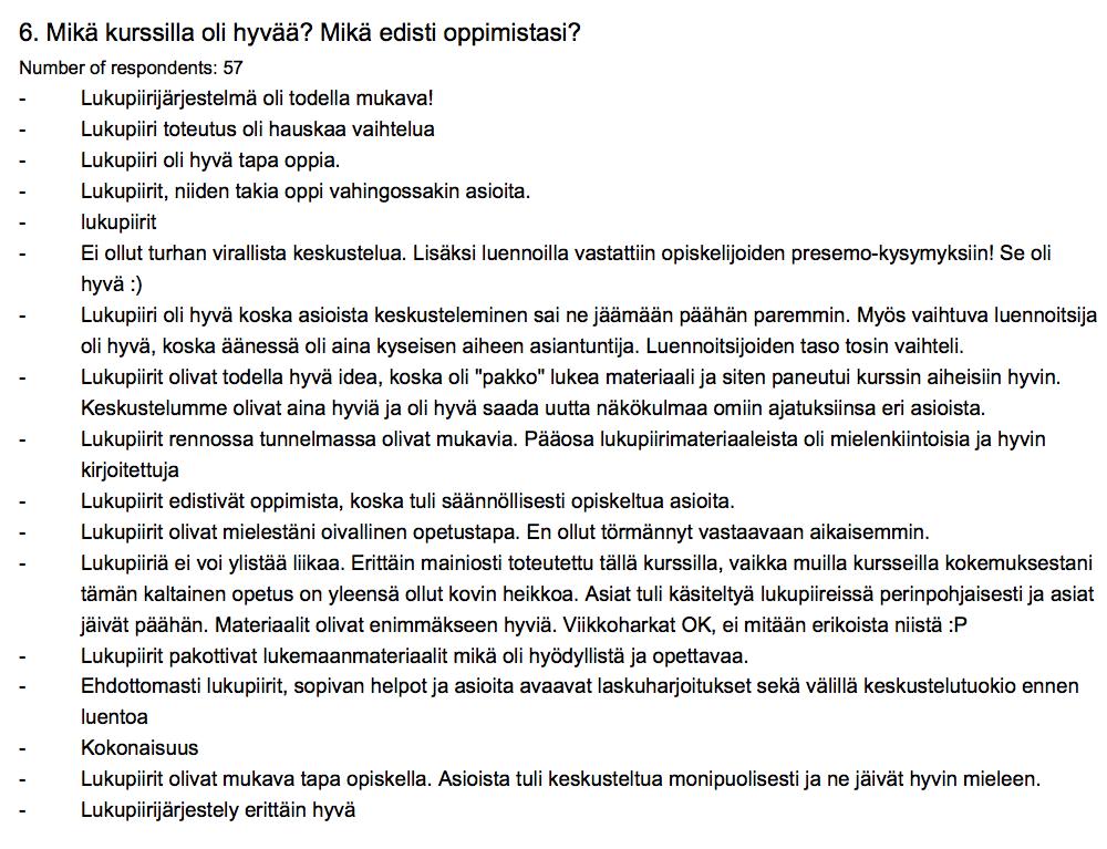 LÄHDE: kurssin anonyymi opiskelijapalaute, syksy 2015 à