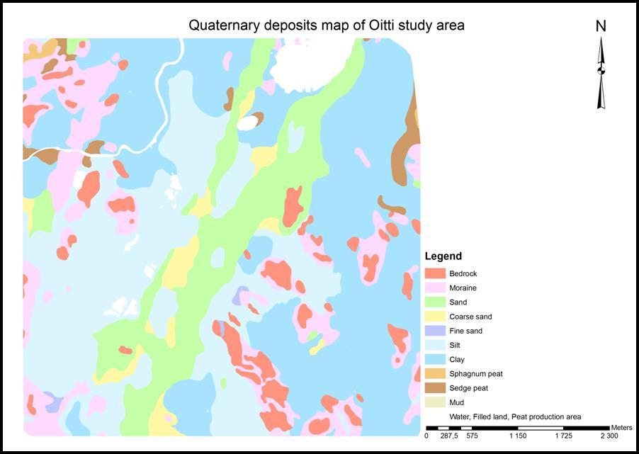 The Quarternary deposits map (Maalajikartta) is a