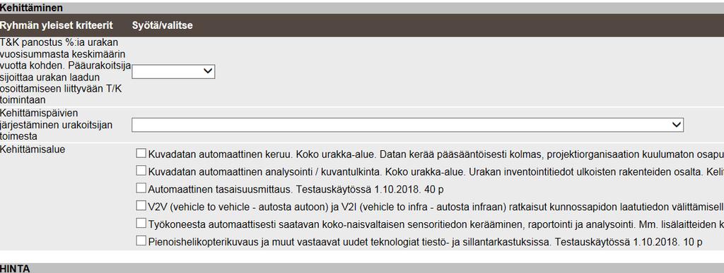 Kehitysvaihtoehtoja Nämä kohteet tulleet Livin