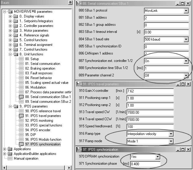 Motion-Control EtherCAT :in kautta MOVIDRIVE B:n asetukset MOVITOOLS MotionStudio-ohjelman avulla I 0 8 Seuraavaksi on aktivoitava säätimen tahdistus EtherCAT -verkossa.