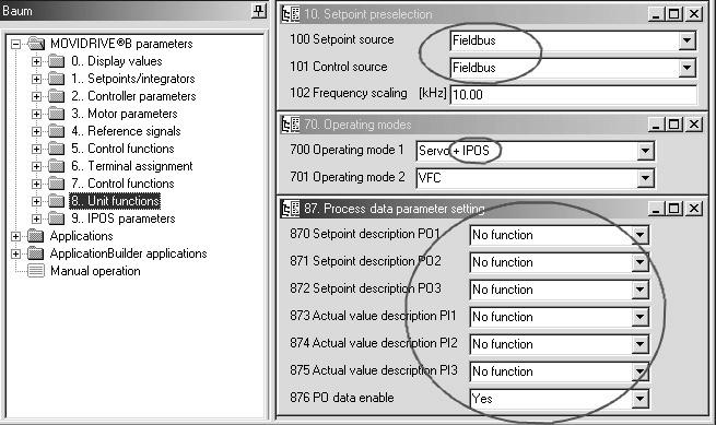 8 I 0 Motion-Control EtherCAT :in kautta MOVIDRIVE B:n asetukset MOVITOOLS MotionStudio-ohjelman avulla 8.2.