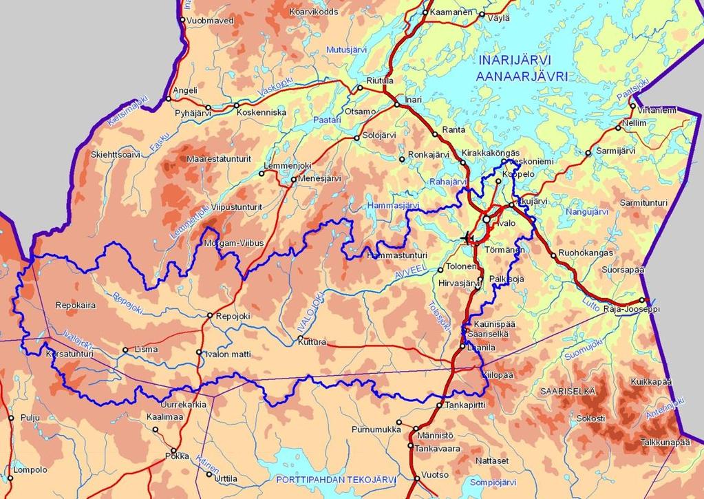 3 Kohdealueen perustiedot 3.1 Ivalojoen vesistöalue Ivalojoen vesistöalue kuuluu laajempaan Paatsjoen vesistöalueeseen. Ivalojoki laskee Inarijärveen.