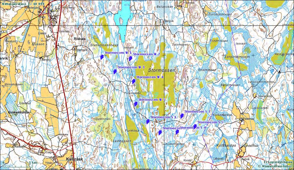 28. (Stormossen W 1) Lyhin etäisyys lähimpään tieyhteyteen noin 170 m.