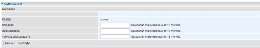 ohjelmistoversion sisällä Käyttöoikeudet Toiminnossa voidaan muuttaa