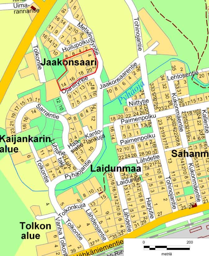 1 PERUS- JA TUNNISTETIEDOT 1.1 Kaava-alueen sijainti Alue sijaitsee Järvelän taajamassa ns. Jaakonsaaren asuntoalueella. Alue on pääosin kunnan omistuksessa.