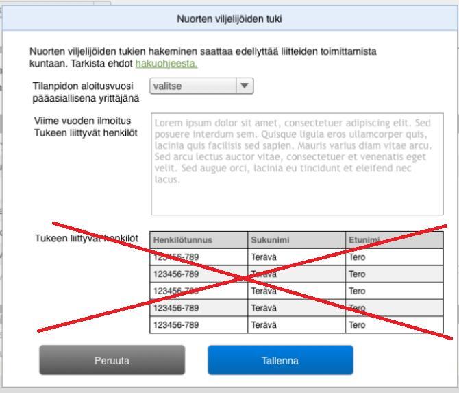 Muutokset Vipun Päätukihaku-osiossa aiempaan koulutukseen verrattuna Nuoren viljelijän tuen