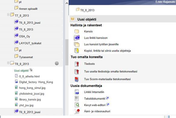 Työkalupainikkeet ilmestyvät oikeanpuoleiseen ikkunaan painamalla