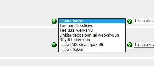Muokataan tiedostoja Optima ympäristössä: Lisää aineisto :lla