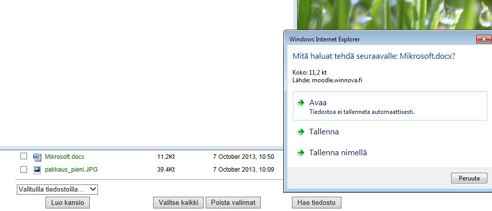 31 Word tiedoston lataus Moodlesta vain luettavaksi: