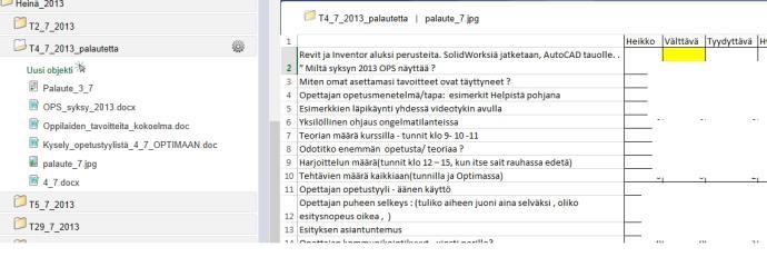 opettajalle tietoa miten on onnistuttu opetuksessa.