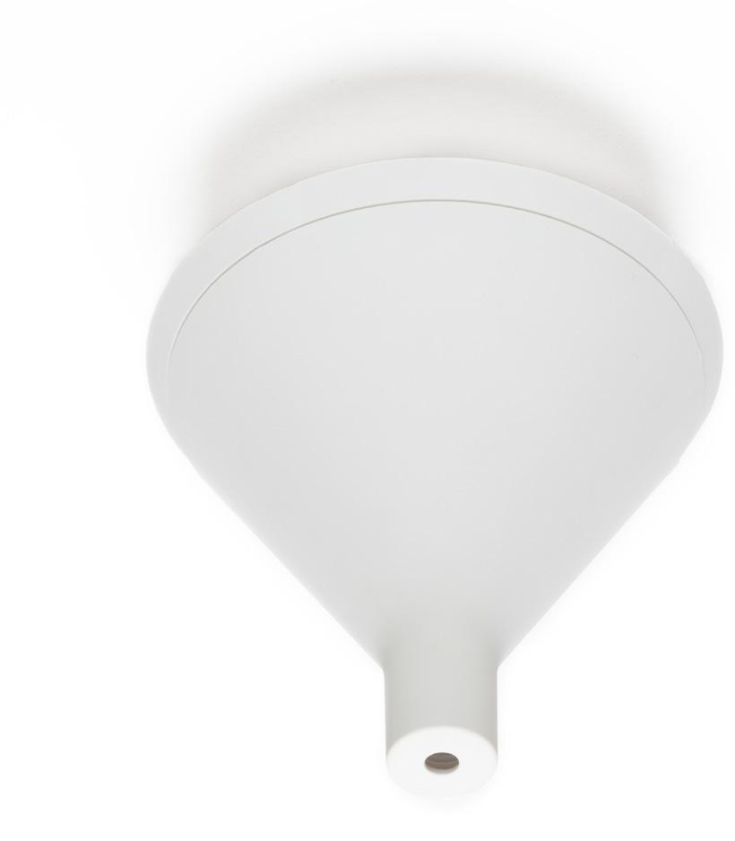 Standard ceiling cup Height Outer upper Ø Inner upper Ø Weight Colour 11,2 cm / 12 cm (with ring) 12,2 cm / 13,1 cm (with ring) 11,8 cm / 12,2 cm (with ring) 58 g / 74 g (with ring) White or black