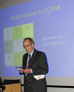 Kuka on terve? Terveystieteiden keskuskirjaston Lux Humana työryhmä järjesti 6.10.2008 Meilahden Biomedicumissa luento- ja keskustelutilaisuuden otsikolla Kuka on terve?