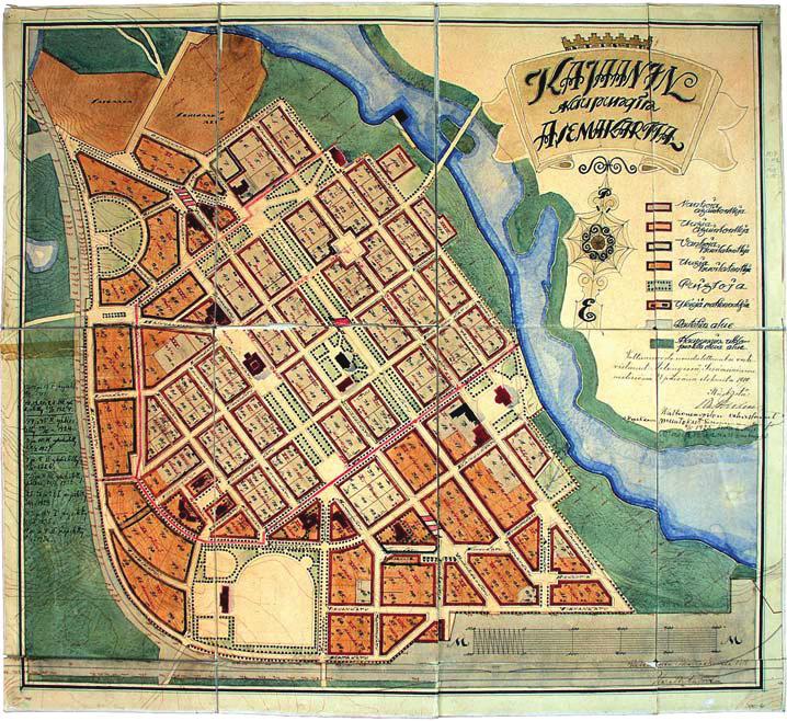 Kajaanin kaupungin asemakaava 1918-19 Harald Andersin, Kajaanin kaupunginarkisto C ITSENÄISYYDEN AJAN ALKU 1920-1930-luku (4000-8000 asukasta) Autonomia-ajalta alkanut kasvu uudisti ja täydensi