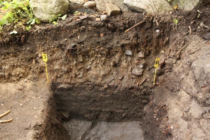 5. KAIVAUSHAVAINNOT 10 Tutkitun kaivausalueen päällimmäinen maakerros koostui turpeesta ja sen alla olevasta mullasta (Y1). Turpeen ja mullan paksuus oli 10-30 cm.