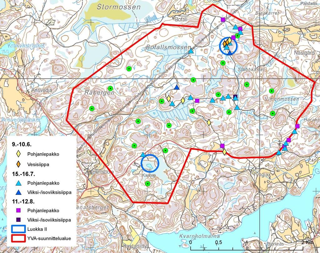 6 Anabateissa 2, 6 ja 9 havaittiin lepakkoaktiivisuutta.