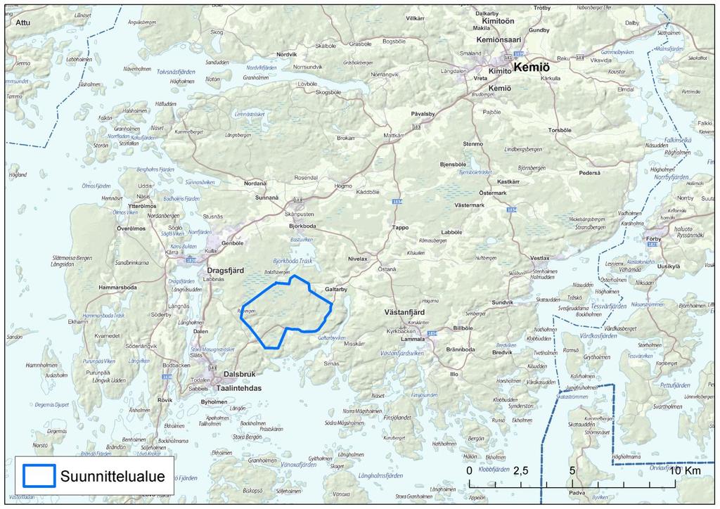 1. JOHDANTO Föreningen Konstsamfundet r.f. suunnittelee enintään 15 voimalan laajuisen maatuulivoimapuiston rakentamista Kemiönsaaren kunnan eteläiseen osaan Olofsgårdin alueelle.