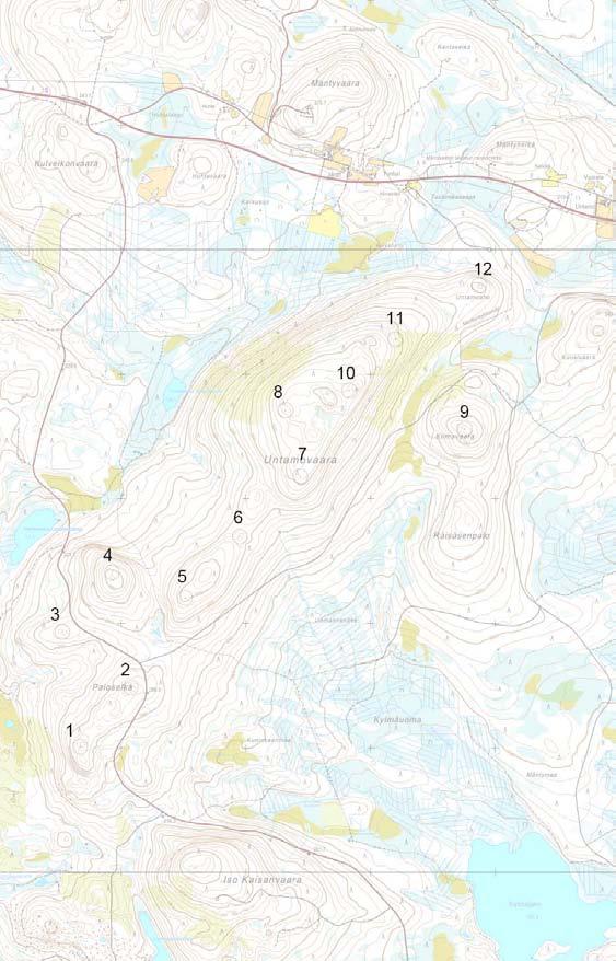 Kuva 19. Untamovaaran alustava turbiinisijoittelu vaihtoehdossa VE2.