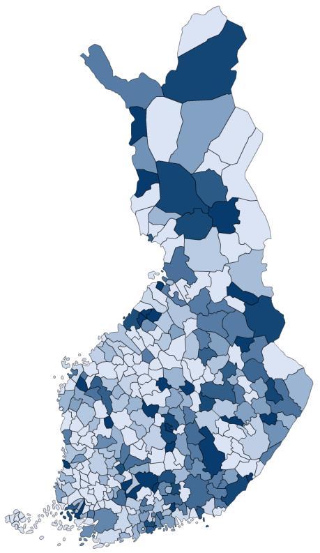 Rekisteröityneet koulut / kaikki kunnan koulut (%) 19.8.