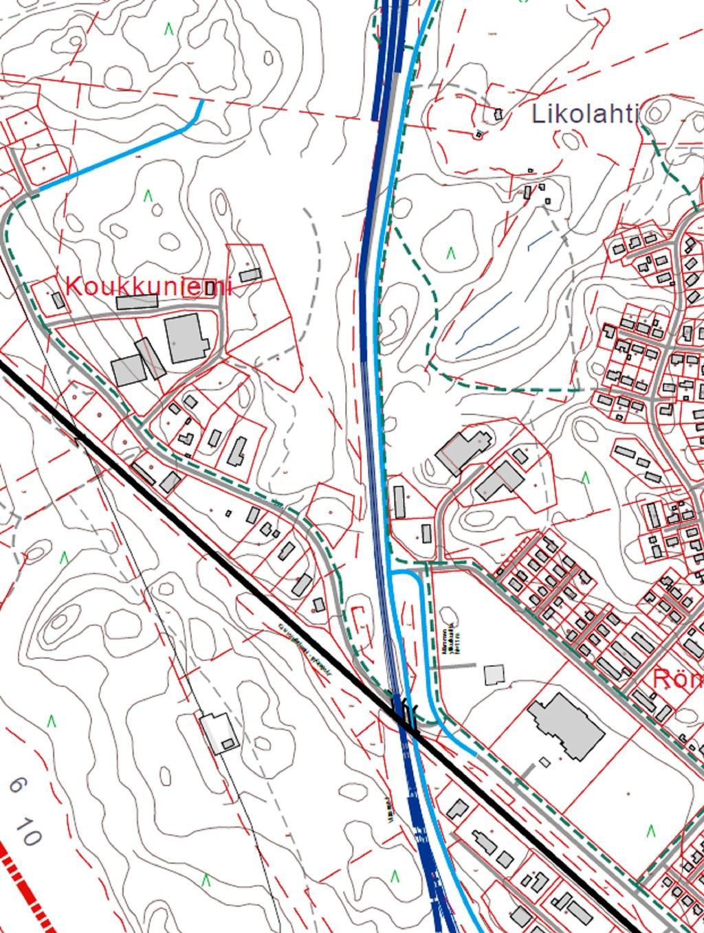 KUVA 3 Osa Finnmap Infran suunnittelemasta uuden VT 4:n linjauksesta Äänekosken kohdalla.