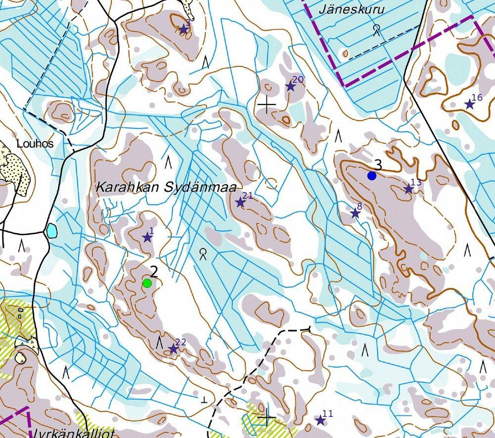 31 Kohteet 2 ja 3. Maanmittauslaitoksen peruskarttarasteri 1:20 000, 9/2015. Muu kulttuuriperintökohde 3.