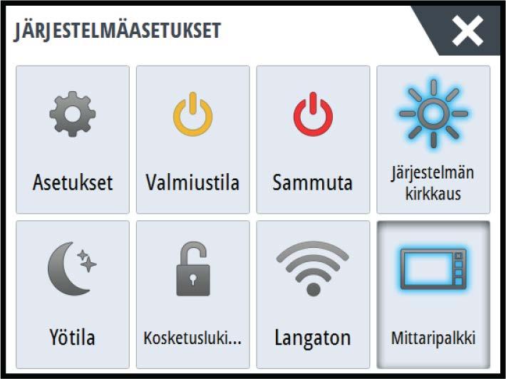 2 Peruskäyttö Järjestelmäasetukset-valintaikkuna Järjestelmäasetukset-valintaikkunasta pääsee muokkaamaan kaikkia perusjärjestelmäasetuksia.