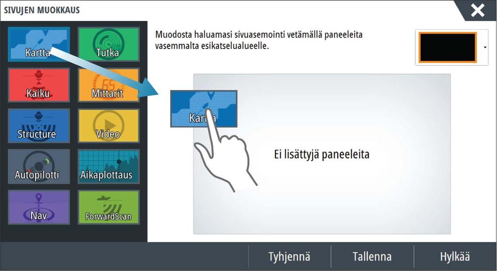 Suosikkisivujen muokkaaminen 1. Valitse suosikkipaneelin muokkauskuvake. - Voit poistaa sivun valitsemalla suosikkikuvakkeen X-kuvakkeen.