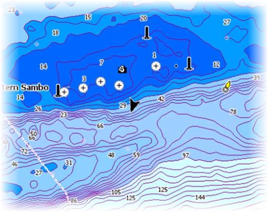 Shaded Relief (Varjostettu korkokartta) Varjostaa merenpohjan pinnanmuodot.