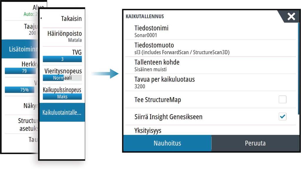 Ú Huomautus: Oletusarvona on korkein arvo 3 (asteikolla 0 3), jolloin kuvasta tulee selkein useimmissa olosuhteissa. Vieritysnopeus Näytön kuvan vieritysnopeuden voi valita.