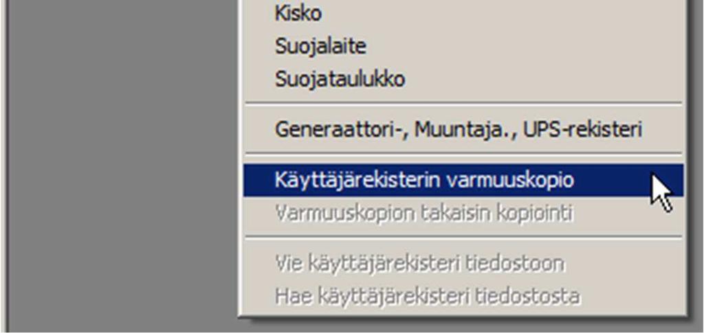 2 (9) 2 VARMUUSKOPIOT Varmuuskopion pystyy ottamaan täydellisenä tai osittain esimerkiksi vain UPSlaiterekisteristä, jolloin UPS-laitteet pystyy jakamaan helposti jos joku on tehnyt valmiin