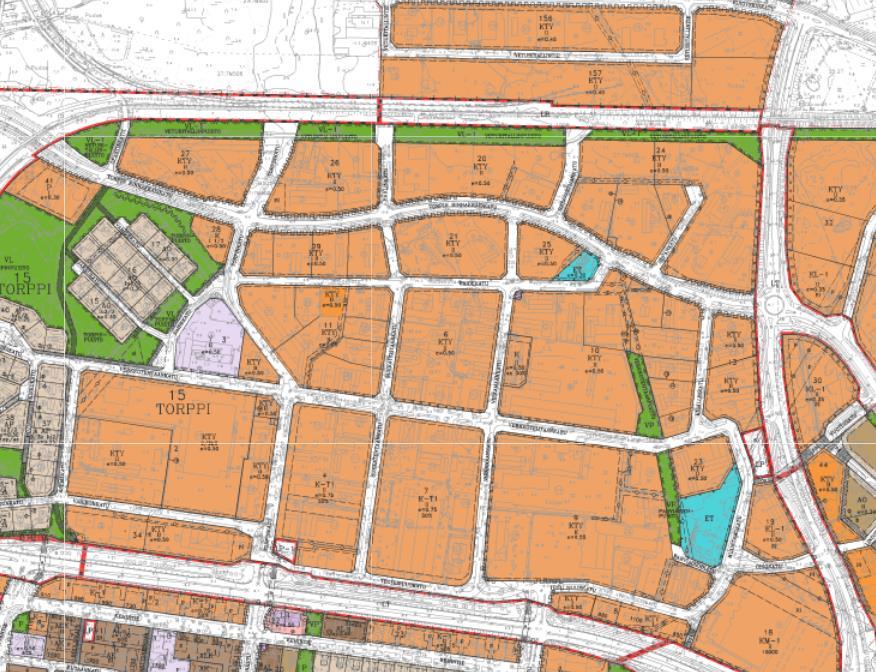 8 Kuva 5: Suurin osa Torpin maankäytöstä on osoitettu KTY-kaavamerkinnällä.