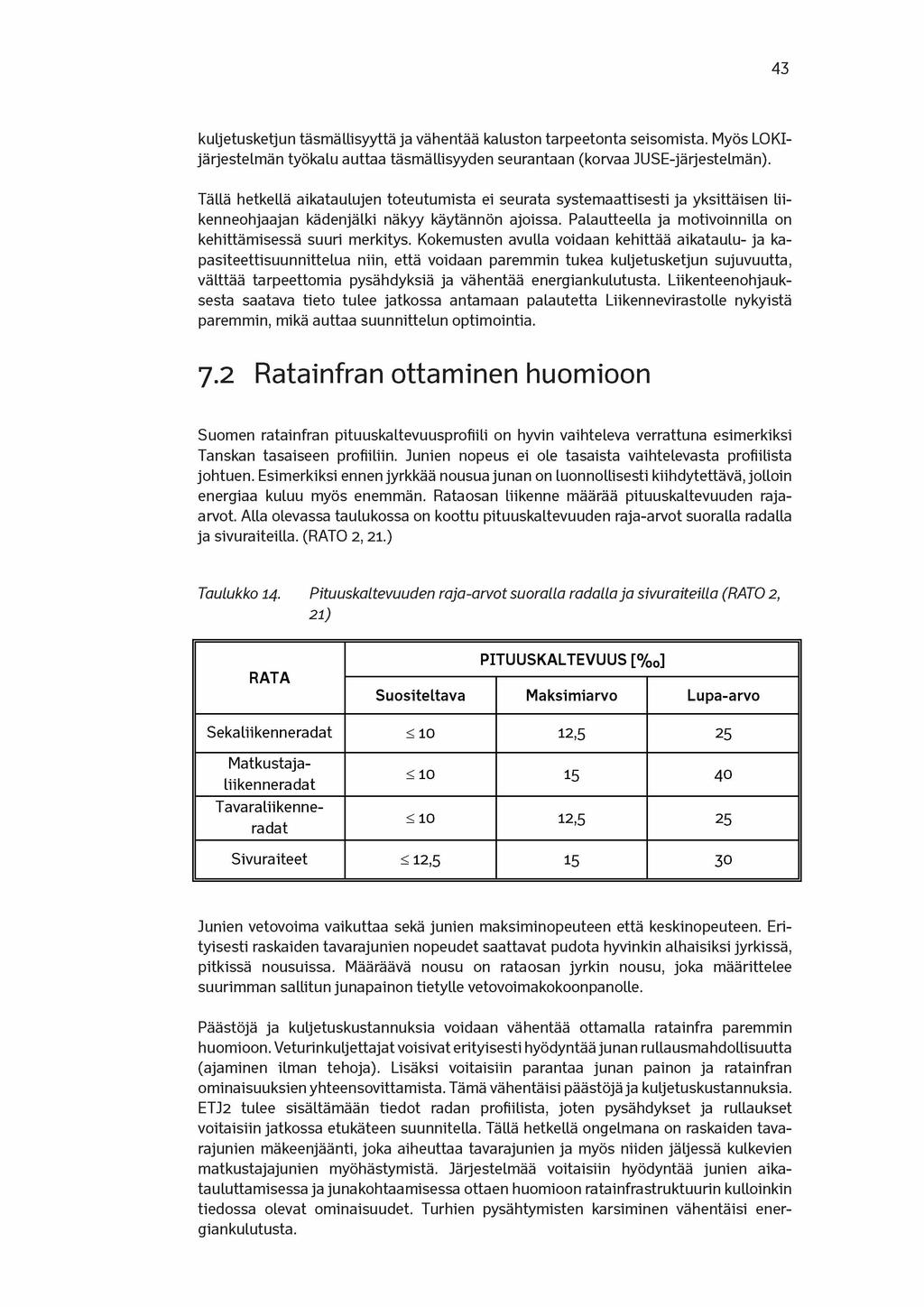 43 kuljetusketjun täsmällisyyttä ja vähentää kaluston tarpeetonta seisomista. Myös LOKIjärjestelmän työkalu auttaa täsmällisyyden seurantaan (korvaa JUSE-järjestelmän).