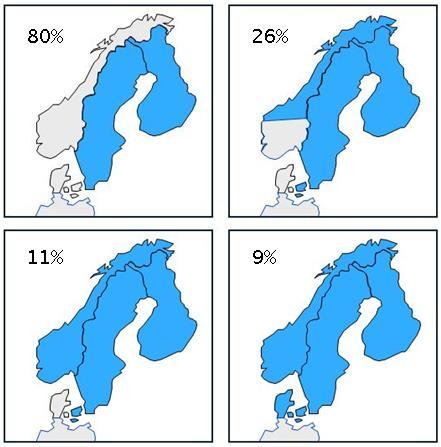 14 Kuva 5. Hinta-alueiden yhtenäisyys 1.1. - 31.3.2011 (Fingrid Oyj. 2011b) Myös tuotantorakenne-erot vaikuttavat markkinoihin.