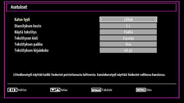 Mediaselaimen asetukset 16:9 kuvasuhteen kuvat, jotka on kutistettu normaaliksi kuvaksi (4:3 kuvasuhde), käytä 16:9- tilaa palauttaaksesi kuvan alkuperäiseen