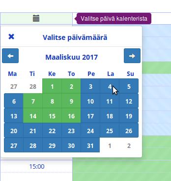 Mobiilikäytössä myös sipaisemalla päivänäkymää vasemmalle tai oikealle saa kalenterin päivät vaihtumaan. 3.