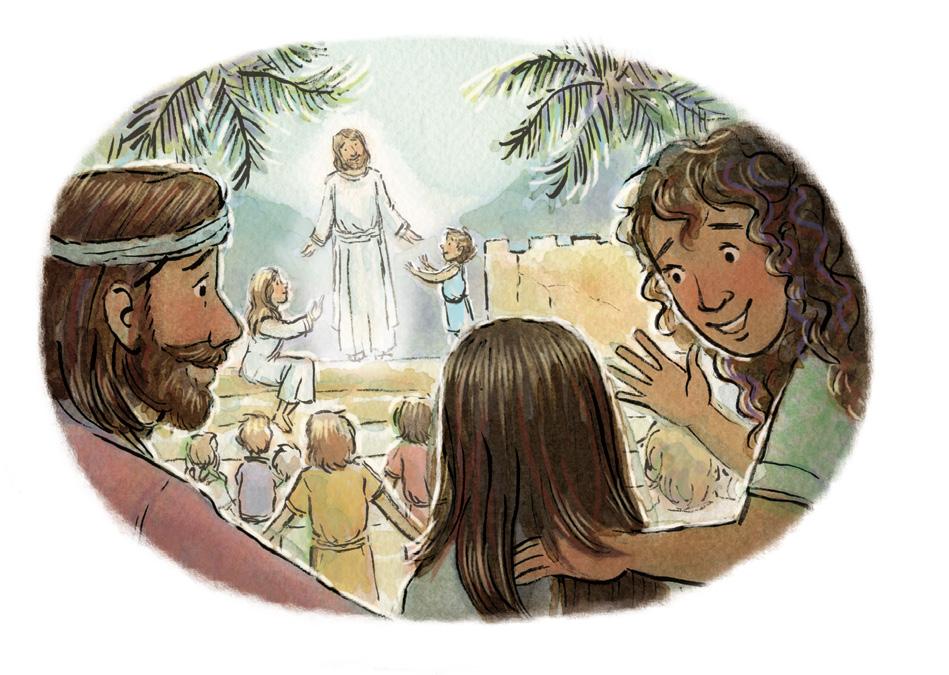 LAPSILLE Ylösnousemuksensa jälkeen Jeesus meni nefiläisten luo, jotka elivät