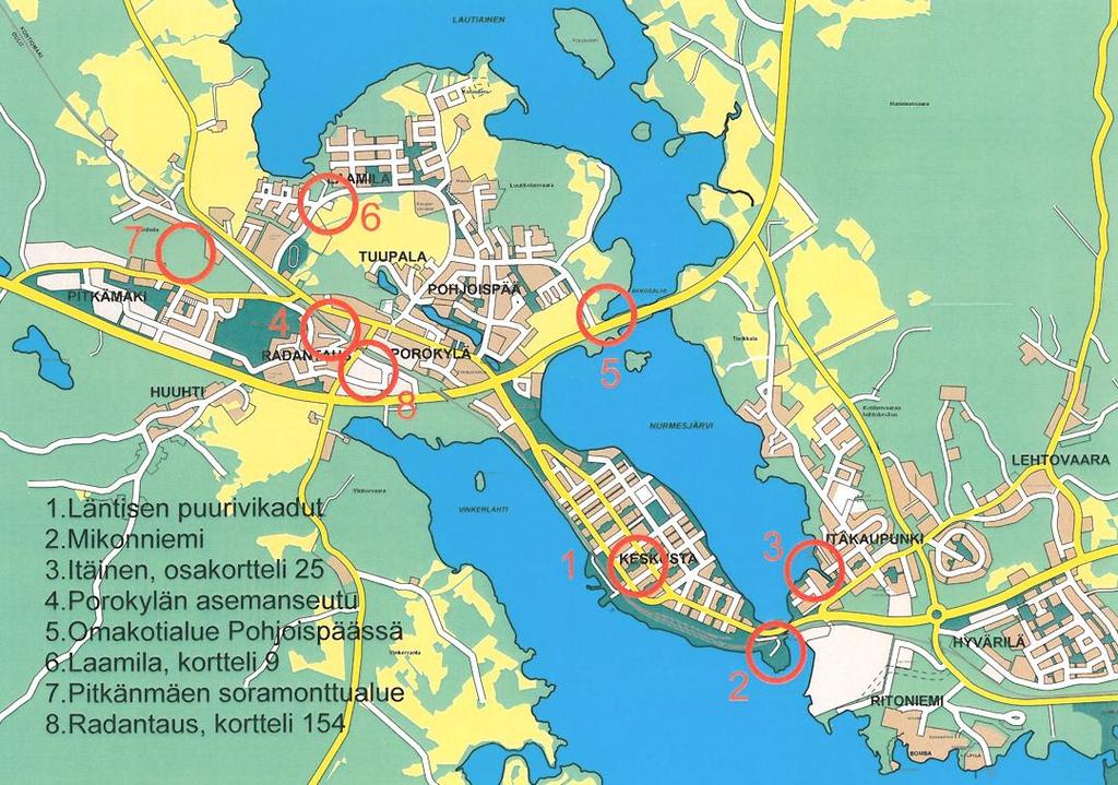 14 ASEMAKAAVAKOHTEET KARTALLA LIKIMÄÄRÄISESTI: Kaavoituskatsauksen ulkopuoliset työt Luettelossa esitettyjen kohteiden ohella kaavoitustyöt voivat tulla kohdentumaan myös sellaiseen alueeseen,