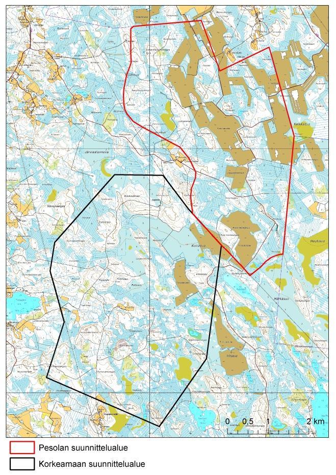 Molemmilla alueilla on turvetuotantoalueita. Voimajohdot sivuavat alueita ja alueiden läheisyydessä sijaitsee myös asutusta.