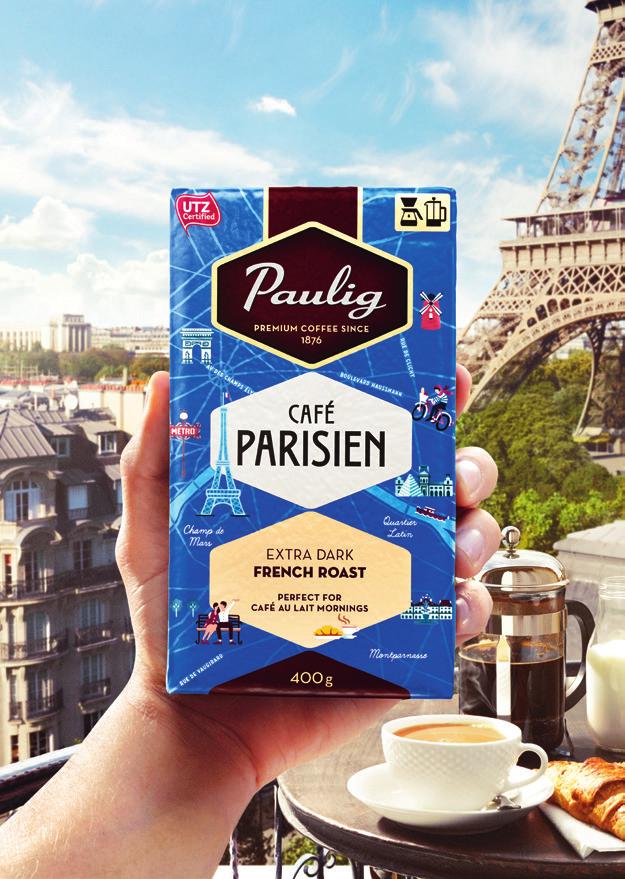 HETKI, JOLLE OMISTAT KOKO AAMUSI PAULIG CAFÉ PARISIEN on ranskalaiseen tapaan erittäin tummaksi paahdettu