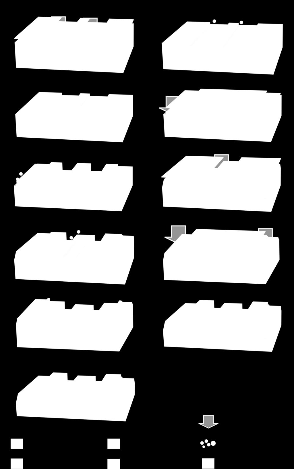 41 5.2. Prosessivaiheet a) b) c) d) e) f) g) h) i) j) k) p-metalli n-metalli UV-valo Puolijohde Resisti Plasma SiO2 Fotolitografiamaski Metalli Kuva 5.