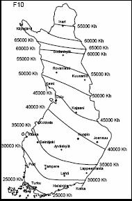 14 Havaintotieverkon suunnittelu KOESUUNNITTELU Kuva 1. Keskimäärin kerran 10 vuodessa toistuva pakkasmäärä, F 10. Ilmastoalueluokittelu tehdään tiepiiritasoisesti taulukon 1 mukaisesti: Taulukko 1.