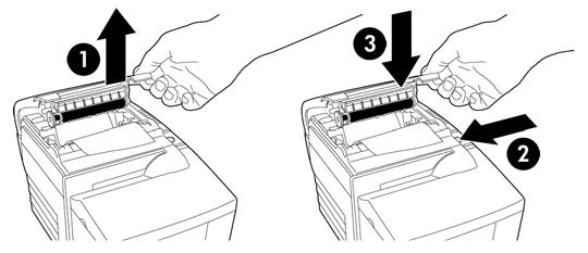 Testaaminen 1. Suorittaaksesi testin avaa kuittikansi (1); pidä sitten paperinsyöttöpainike (2) alhaalla ja sulje kuittikansi (3). Testituloste 2.